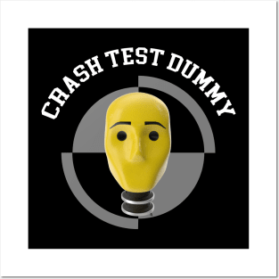 Crash Test Dummy Yellow Head with Safety Mark Background Posters and Art